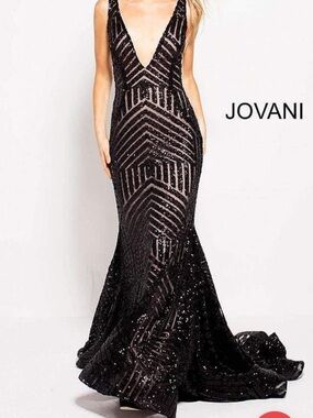 Jovani 56762 Black Sequin Evening Gown 4 Black Tie, Wedding Guest, Prom, Pageant